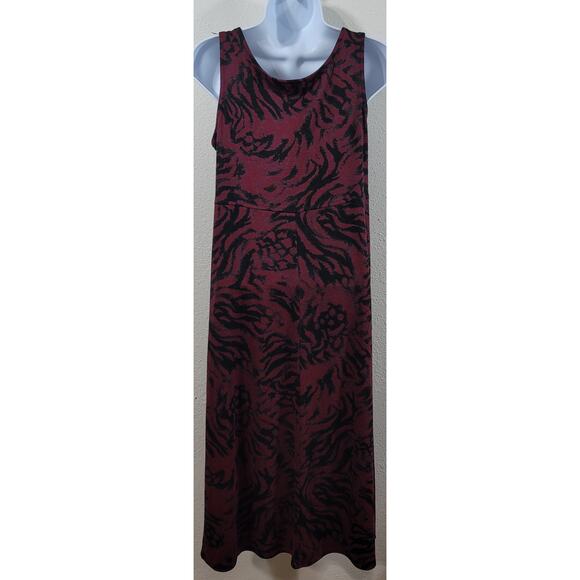 Karin Stevens Burgundy Black Geo Print 2 Piece A Line Dress Set 8P Lightweight - Picture 4 of 8